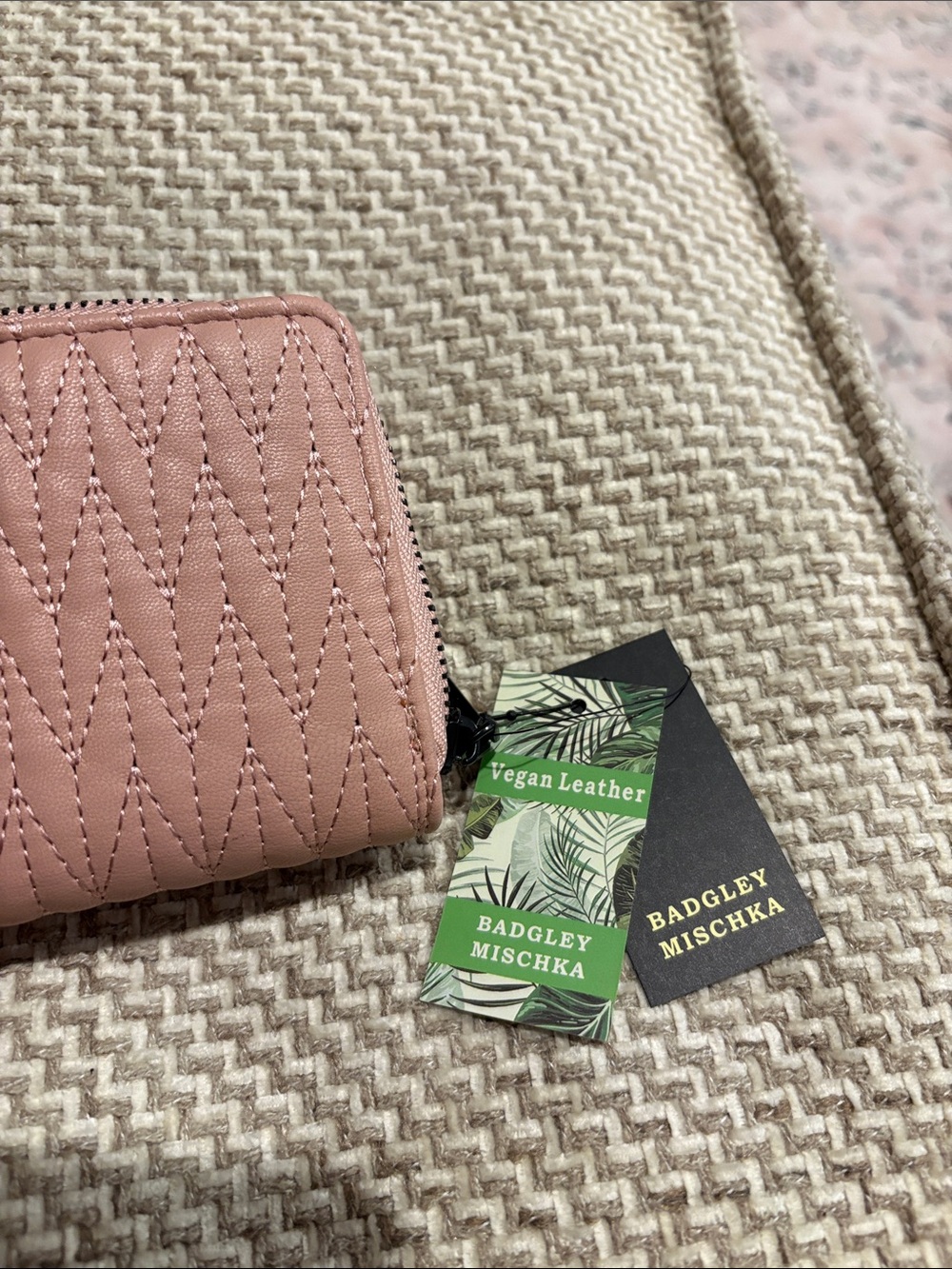 bebe Quilted Chevron Zip-Around Wallet - Blush - Picture 5 of 5